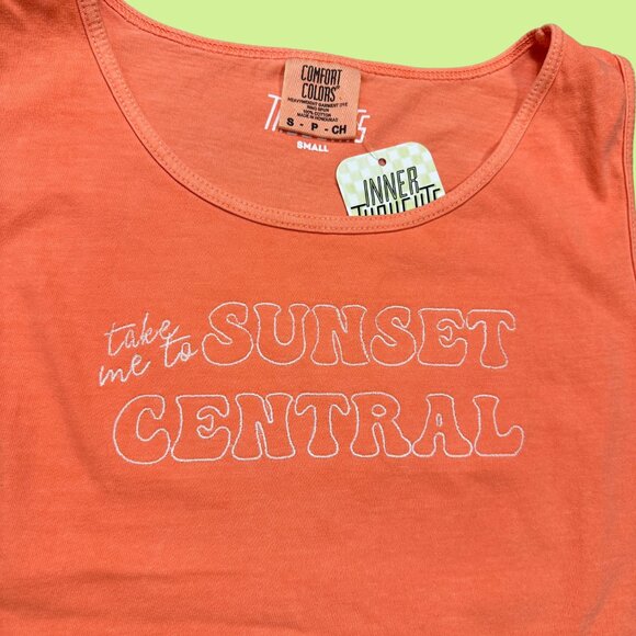 Inner Thoughts Orange "Take Me To Sunset Central" Embroidered Tank Top - Picture 2 of 6